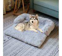 TALCON Grand lit de protection pour chien et animal de compagnie, tapis apaisant et moelleux avec base antidérapante, coussin de sommeil chaud pour chien de taille moyenne (gris clair, 102 x 90 x 20