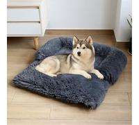TALCON Grand lit de protection pour chien et animal de compagnie, tapis apaisant et moelleux avec base antidérapante, coussin de sommeil chaud pour chien de taille moyenne (gris foncé, 90 x 90 x 20 cm
