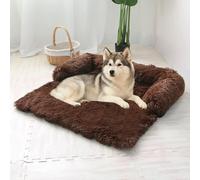 TALCON Grand lit de protection pour chien et chat - Tapis apaisant et moelleux avec base antidérapante - Coussin de sommeil chaud pour chien de taille moyenne - Lavable - Café foncé, 76 x 76 x 15 cm