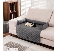 TALCON Housse de canapé imperméable pour chien et chat - Tapis de canapé apaisant avec fond antidérapant, pliable - Pour animaux de compagnie - Pour chiens et chats de taille moyenne (gris foncé, 75 x