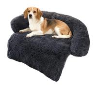 TALCON Housse de canapé pour chien et chat - En peluche apaisante avec base antidérapante, pliable et lavable - Gris foncé, 90 x 80 x 13 cm