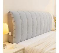 TALCON Housse de tête de lit résistante à la poussière et extensible pour lit simple, double et king size, housses de protection tout compris pour tête de lit de chambre à coucher (120 cm, gris-bleu)