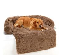 TALCON Lit apaisant pour chien et chat - Tapis de lit orthopédique en peluche douce - Antidérapante et lavable - Pour chiens de grande et moyenne taille - Marron - 80 x 70 x 13 cm