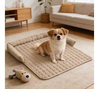 TALCON Lit apaisant pour chien et chat - Tapis lavable avec fond antidérapant - Coussin doux et pliable pour chien et chaton (café, 75 x 75 cm)