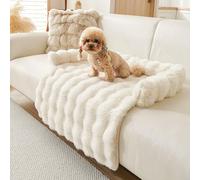 TALCON Tapis de canapé-lit apaisant pour chien et chat - Pour animal de compagnie de grande et moyenne taille - Lavable et antidérapant - Avec relief latéral (blanc, 75 x 75 cm)