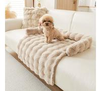 TALCON Tapis de canapé-lit apaisant pour chien et chat - Pour animal de compagnie de grande et moyenne taille - Lavable - Antidérapant - Avec relief latéral (café, 75 x 75 cm)