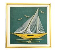 TaLcuS DIY 3D String Art Kit pour Adultes Débutants, Kit De Bricolage À Cordes De Bateau À Voile De Mer pour Filles Et Garçons Décorations De Table Murale pour La Maison Adulte(Gold-2,40 * 40cm)