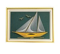TaLcuS DIY 3D String Art Kit pour Adultes Débutants, Kit De Bricolage À Cordes De Bateau À Voile De Mer pour Filles Et Garçons Décorations De Table Murale pour La Maison Adulte(Gold-2,30 * 40cm)