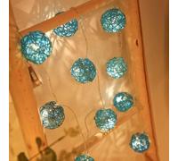 TaLcuS Guirlande lumineuse Globe Rattan Ball, Guirlande lumineuse LED blanc chaud, Lampe en rotin pour intérieur, chambre à coucher, rideaux, terrasse, pelouse, paysage, jardin féérique(A,1.5M)