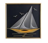 TaLcuS Kit d'art À Cordes DIY Kit, 3D Bateau DIY String Art Crafts Kits de Bricolage créatifs avec Outils de décoration, Art Mural pour Adultes, idée Cadeau Unique(Gold-1,40 * 40cm)
