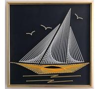 TaLcuS Kit d'art À Cordes DIY Kit, 3D String Art Craft pour débutants, Kit De Bricolage À Cordes De Bateau À Voile De Mer pour Filles Et Garçons Décorations De Table Murale(Gold-1,40 * 40cm)