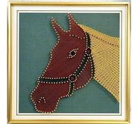 TaLcuS Kit d'art À Cordes DIY Kit, 3DEn Forme de Cheval String Art Handmade Decoration String Kits Art pour Enfants Adultes,Accueil Décorations Murales Cadeau Unique(Gold-2,40 * 40cm)