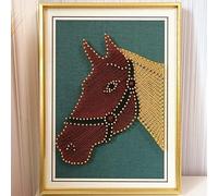 TaLcuS Kit d'art À Cordes DIY Kit, 3DEn Forme de Cheval String Art Handmade Decoration String Kits Art pour Enfants Adultes,Accueil Décorations Murales Cadeau Unique(Gold-2,30 * 40cm)