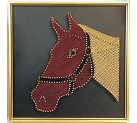TaLcuS Kit d'art À Cordes DIY Kit, 3DEn Forme de Cheval String Art Handmade Decoration String Kits Art pour Enfants Adultes,Accueil Décorations Murales Cadeau Unique(Gold-1,40 * 40cm)