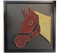 TaLcuS Kit d'art À Cordes DIY Kit, 3DEn Forme de Cheval String Art Handmade Decoration String Kits Art pour Enfants Adultes,Accueil Décorations Murales Cadeau Unique(Black-1,40 * 40cm)