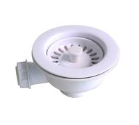 TALEA Crépine d'Évier de Cuisine en Plastique, 114mm, Blanc, Filetage 36mm, Standard Européen