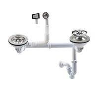 Talea Garniture de vidange double avec trop-plein, diamètre 114 mm, blanc, ensemble complet pour évier de cuisine, convient pour éviers avec une ouverture de 83-90 mm Z7008C029 (passage mural pour