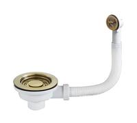 TALEA Kit de bonde d'évier de cuisine de 114 mm, passoire doré/gris foncé avec kit de trop-plein rond-U (doré)