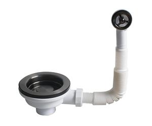 Talea - Kit de vidange avec crépine de 114 mm pour évier de cuisine, couleur or/gris foncé avec kit de trop-plein - U (gris foncé)