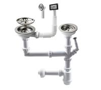 Talea Siphon double de 114 mm pour évier avec raccord pour lave-vaisselle, siphon, siphon double pour évier, adapté pour évier avec une ouverture de 84-90 mm Z7052C006