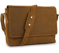 TALED® Premium Messenger Bag - Sac pour ordinateur portable en cuir de 15,6 pouces avec épaulettes, sac en cuir pour homme au look vintage, sac à bandoulière pour le travail, l'école, l'université
