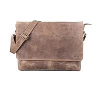 TALED Sac bandoulière pour hommes et femmes | Sac ordinateur portable en cuir véritable jusqu'à 15" | Sac messager avec bandoulière | Sac de travail | Sac de transport | Sac à main | Vintage Gris-brun