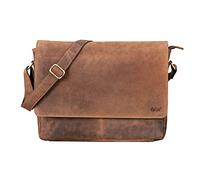 TALED Sac bandoulière pour hommes et femmes | Sac ordinateur portable en cuir véritable jusqu'à 15" | Sac messager avec bandoulière | Sac de travail | Sac de transport | Sac à main | Fox