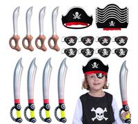TaleMoon Accessoire Pirate, Chapeau et Cache-œil + Épée, Deguisement pour Garçons et Filles