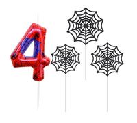 TaleMoon Bougie Anniversaire Araignée 4 ans, Spider Themed Birthday Candles Enfants, Rouge Bleu Bougie Numéro en Toile d'Araignée Bougie de Gâteau pour Fête d'Anniversaire