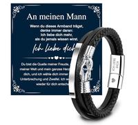 TaleMoon Cadeaux de Noël pour Hommes,Bracelet en cuir pour Homme avec gravure-Je t'aime, Bracelet pour mon mari, Cadeau d'anniversaire de mariage pour la Saint-Valentin, pour petit ami mari