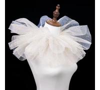 TaleMoon Collier de tulle à volants, collier de clown, collier de style renaissance, duveteux et doux, convient pour Mardi Gras, Halloween, cosplay, mascarade, Carnaval(Blanc avec paillettes d'or)