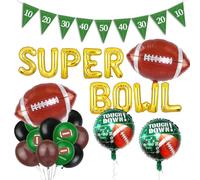TaleMoon Super Bowl - Superbowl - Lot de 36 décorations de football américain - Décoration de fête - Superbowl - Guirlande de fanions Touchdown - Ballons en aluminium