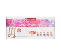 Royal Talens Set Art Creation peinture acrylique - 12 couleurs (12 ml), pinceaux, toile et chevalet