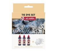 Talens Art Creation Set Tie-Dye | Bleu, Gris & Noir + Gants | Teinture pour T-Shirts, Chaussures, Vêtements, DIY, Upcycling