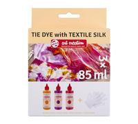 Talens Art Creation Set Tie-Dye | Jaune, Rose & Rouge + Gants | Teinture pour T-Shirts, Chaussures, Vêtements, DIY, Upcycling