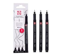 Talens Ensemble de 3 Pigment Fineliners Bold, noir, 0.50mm, 0.60mm, 0.70mm, encre résistante à la lumière, permanente et à base d'eau, pour divers travaux de lignes
