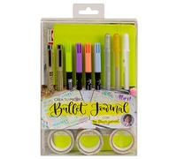 Talens Erstellen Sie Ihr eigenes Bullet Journal (Limettengrün) mit The Flower Journal, Punktebuch, 2 Fineliner, 3 Gelstifte, 4 Pinselstifte, 3 Washi-Tapes, Schritt-für-Schritt-Handbuch