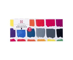 Talens Gouache Qualité Extra Fine - Set de 10 couleurs - Flacons de 16 ml - Très pigmentée, finition mate, facile à mélanger et à retravailler - Artistes et designers