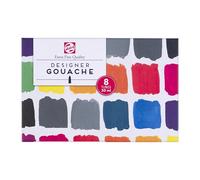 Talens Gouache Qualité Extra Fine - Set de mélange 8 x 20 ml - Finition mate hautement pigmentée - Inclut Blanc, Jaune, Rouge, Bleu, Noir - Idéal pour les Artistes et Designers