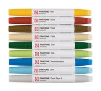 Talens | Pantone Lot de 9 marqueurs Nature | Stylos à double pointe avec pointe pinceau et pointe biseautée | Encre pigmentée à base d'eau dans des couleurs Pantone