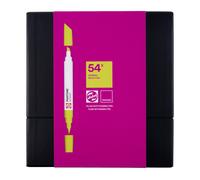 Talens Lot de 54 marqueurs Pantone | Stylos à double pointe avec pointe pinceau et pointe biseautée | Encre pigmentée à base d'eau dans des couleurs Pantone