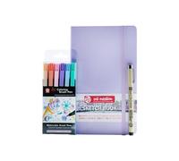Talens Sakura Koi Lot de 6 stylos pinceaux Koi + carnet de croquis 13 x 21 cm + Pigma Micron 01