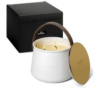 TALENT CANDLES Bougie Aromathérapie Tasse en Céramique à Main 3 Noyaux Bougies Naturelles de Cire de Soja Cadeaux pour Hommes et Femmes (Teck acajou)