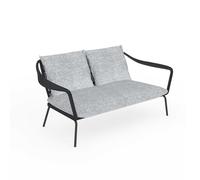 TALENTI canapé à 2 places d'extérieur CRUISE ALU Collection Icon (Graphite / White-cool grey - Tissu et aluminium peint)