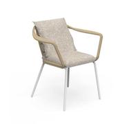 TALENTI chaise avec accoudoirs d'extérieur CRUISE ALU Collection Icon (White / Sand - Tissu et aluminium peint)