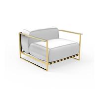 TALENTI fauteuil d'extérieur CASILDA Collezione Icon (Gold / White - Tissu, acier peint et Travertin argent)