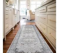 TALETA Mila Tapis de cuisine, vintage, pliable, lavable, à poils courts, pour couloir, cuisine, doux, gris, 80 x 300 cm