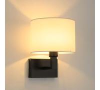 TaleTre Applique Murale Noire élégante avec Abat-Jour en Tissu - Éclairage intérieur élégant pour Chambre à Coucher, Salon et Couloir(White Shade,Light Color)