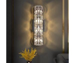 TaleTre Appliques murales en cristal élégantes, éclairage mural moderne en cristal, cristaux K9, finition argentée, luminaires muraux for salle de bain, couloir, chambre à coucher, appliques murales i