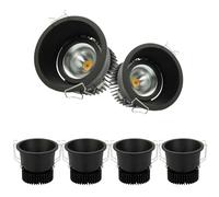 TaleTre Lot de 6 spots LED ronds noirs encastrables for plafond, 7 W, 10 W, 12 W, 15 W, réglables, 3 couleurs (3000 K-6000 K), sélectionnables, garniture de déflecteur(12W,White light)